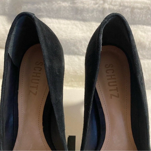 New SCHUTZ Women's Lou Black Suede Pointed Toe High Heel Pumps - Size 8B - Picture 10 of 16
